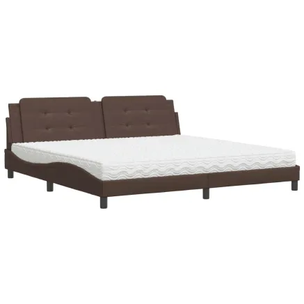 Lit avec matelas Zadar marron 200x200 cm similicuir 2