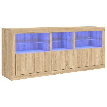 Buffet avec lumières LED chêne sonoma 162x37x67 cm 2