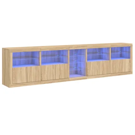 Buffet avec lumières LED chêne sonoma 283x37x67 cm 2