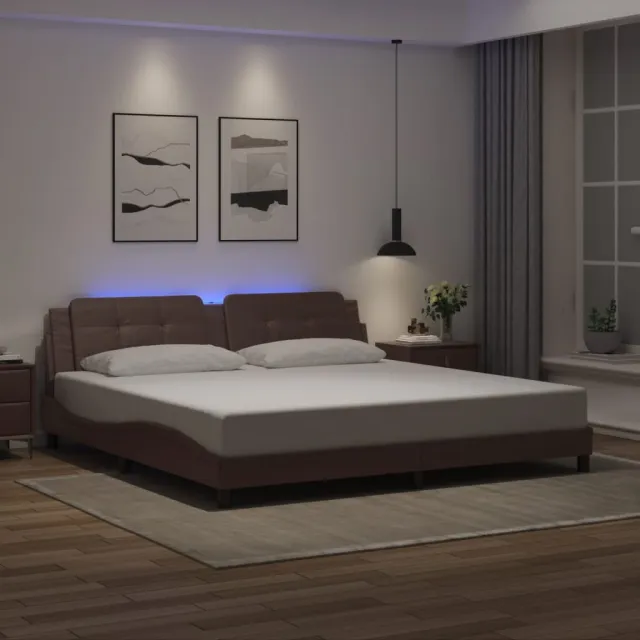 Cadre de lit avec LED sans matelas Zadar marron 200x200 cm
