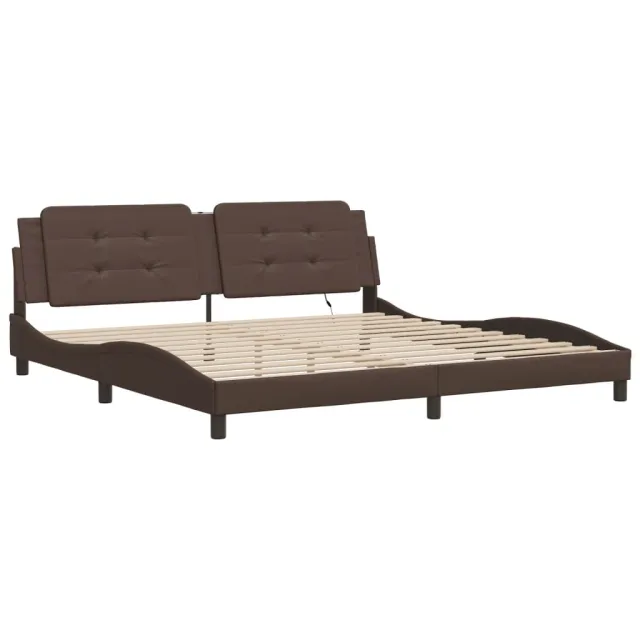 Cadre de lit avec LED sans matelas Zadar marron 200x200 cm