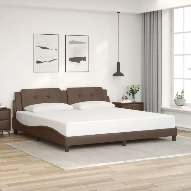Cadre de lit avec LED sans matelas Zadar marron 200x200 cm