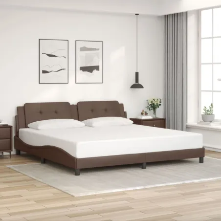 Cadre de lit avec LED sans matelas Zadar marron 200x200 cm