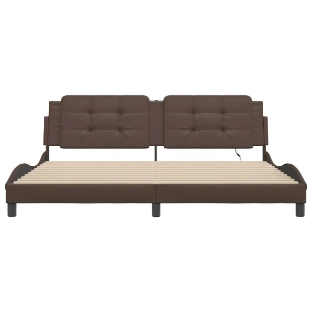Cadre de lit avec LED sans matelas Zadar marron 200x200 cm