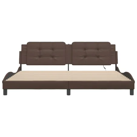 Cadre de lit avec LED sans matelas Zadar marron 200x200 cm