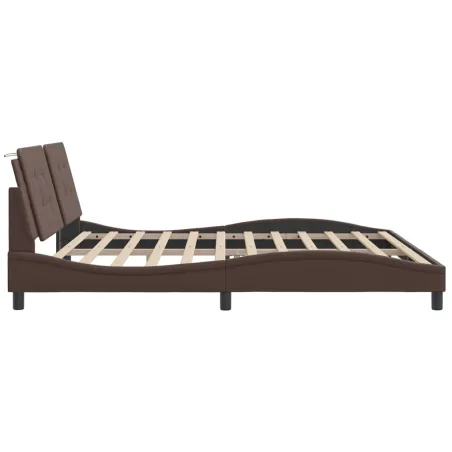 Cadre de lit avec LED sans matelas Zadar marron 200x200 cm