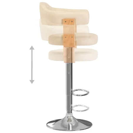 Tabourets de bar lot de 2 crème bois courbé et similicuir