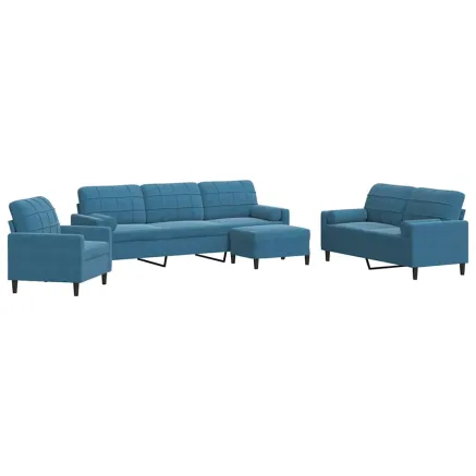 Ensemble de canapés 4pcs et coussins et traversins bleu velours 2
