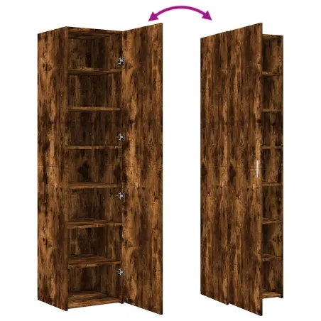 Buffet haut chêne fumé 45x42,5x185 cm bois d'ingénierie