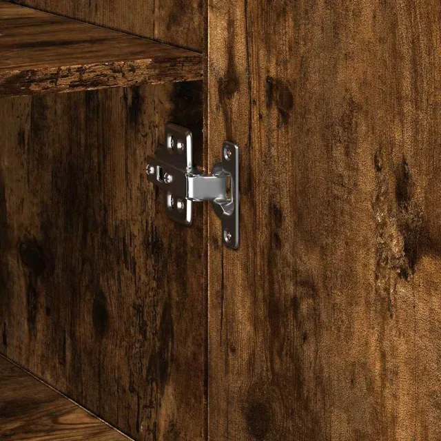 Buffet haut chêne fumé 45x42,5x185 cm bois d'ingénierie