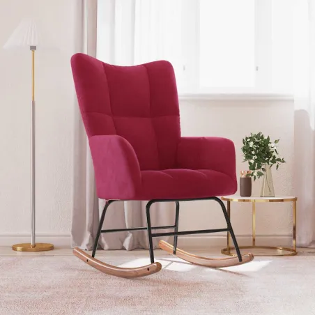 Chaise à bascule Rouge bordeaux Velours