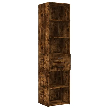 Buffet haut chêne fumé 45x42,5x185 cm bois d'ingénierie