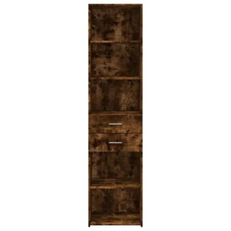 Buffet haut chêne fumé 45x42,5x185 cm bois d'ingénierie