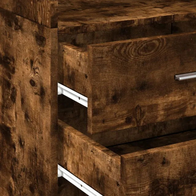 Buffet haut chêne fumé 45x42,5x185 cm bois d'ingénierie