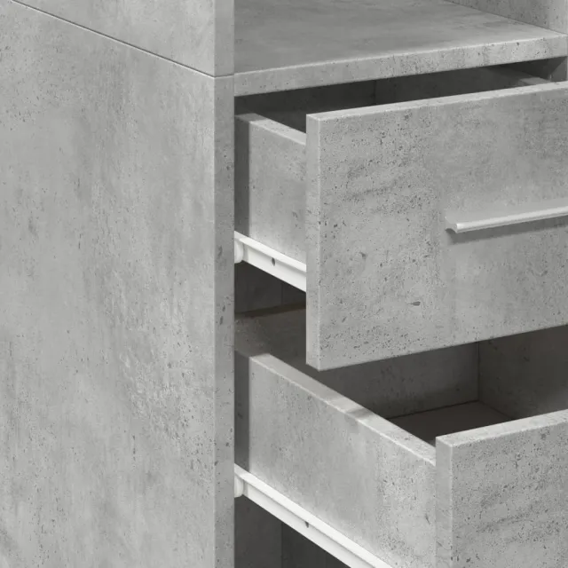 Buffet haut gris béton 50x42,5x185 cm bois d'ingénierie