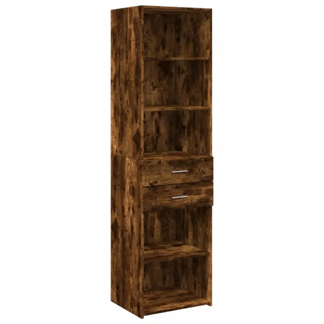 Buffet haut chêne fumé 50x42,5x185 cm bois d'ingénierie
