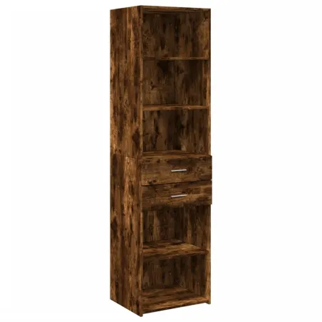 Buffet haut chêne fumé 50x42,5x185 cm bois d'ingénierie