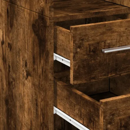 Buffet haut chêne fumé 50x42,5x185 cm bois d'ingénierie