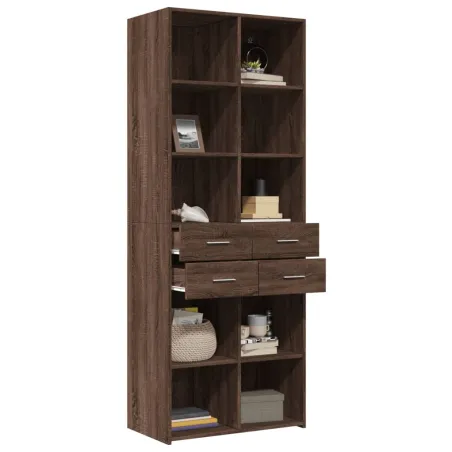 Buffet haut chêne marron 70x42,5x185 cm bois d'ingénierie