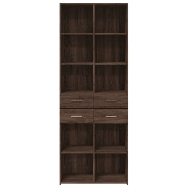 Buffet haut chêne marron 70x42,5x185 cm bois d'ingénierie
