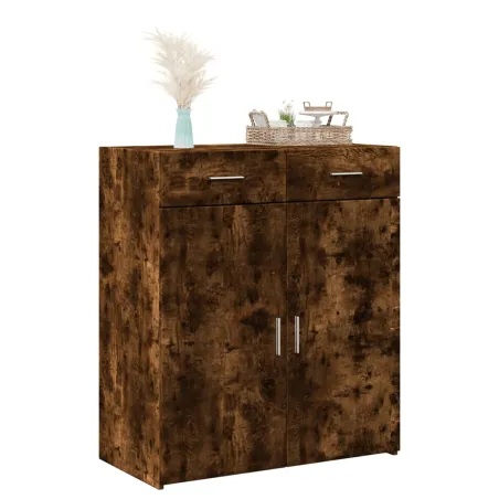 Buffet chêne fumé 80x42,5x93 cm bois d'ingénierie