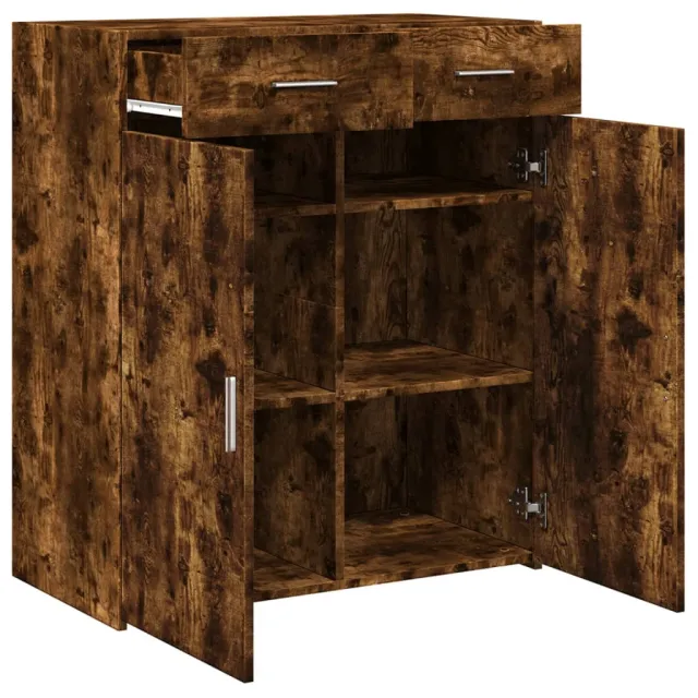 Buffet chêne fumé 80x42,5x93 cm bois d'ingénierie