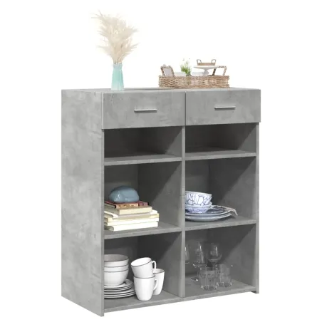 Buffet gris béton 80x42,5x93 cm bois d'ingénierie