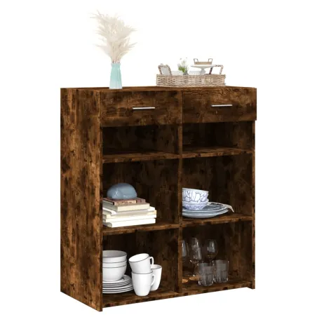 Buffet chêne fumé 80x42,5x93 cm bois d'ingénierie