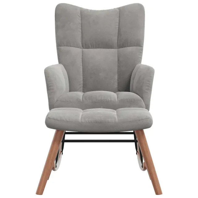 Chaise à bascule avec repose-pied Gris clair Velours