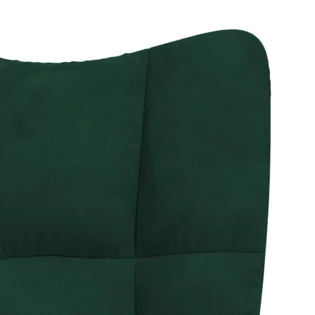 Chaise à bascule avec repose-pied Vert foncé Velours