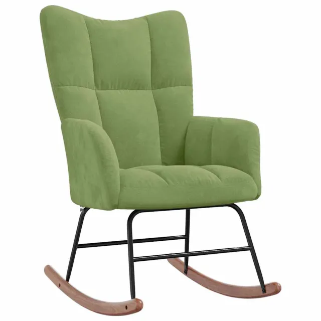 Chaise à bascule avec repose-pied Vert clair Velours