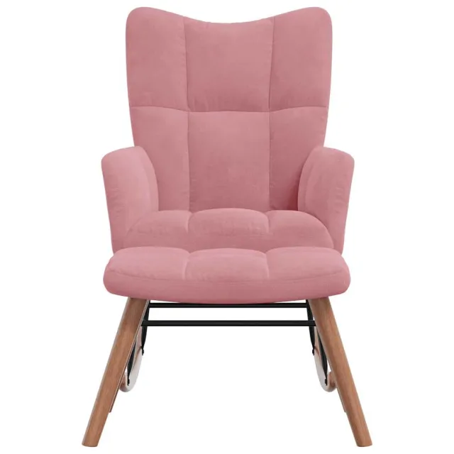 Chaise à bascule avec repose-pied Rose Velours