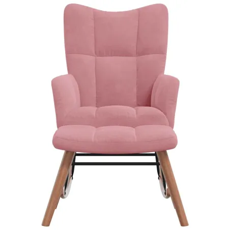 Chaise à bascule avec repose-pied Rose Velours