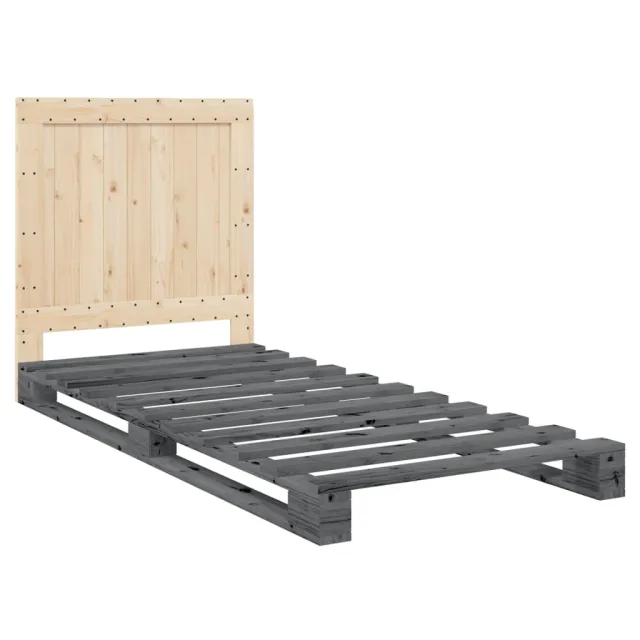 Cadre de lit sans matelas gris 90x200 cm bois de pin massif