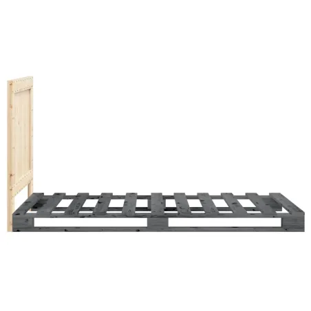 Cadre de lit sans matelas gris 90x200 cm bois de pin massif