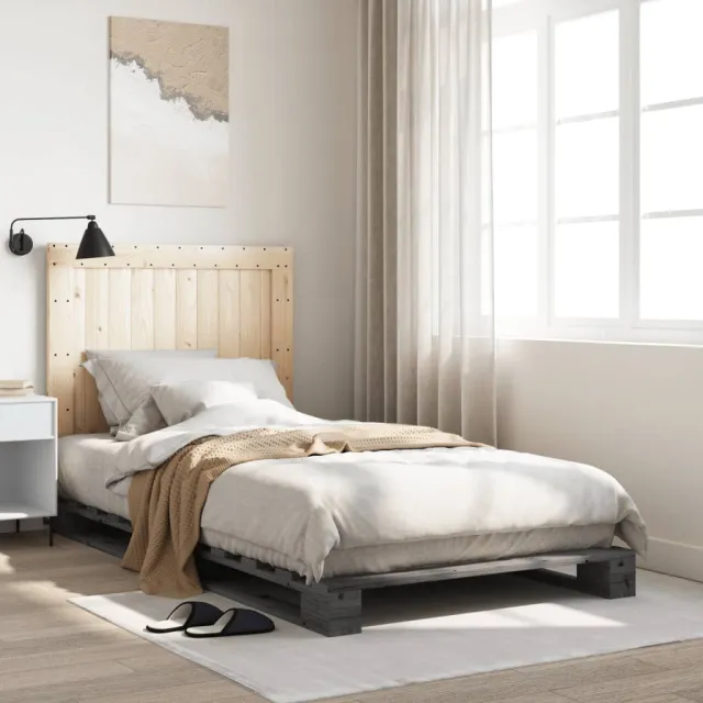 Cadre de lit sans matelas gris 100x200 cm bois massif de pin