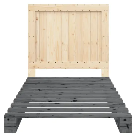 Cadre de lit sans matelas gris 100x200 cm bois massif de pin