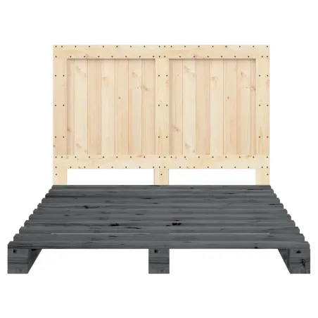 Cadre de lit sans matelas gris 140x200 cm bois massif de pin