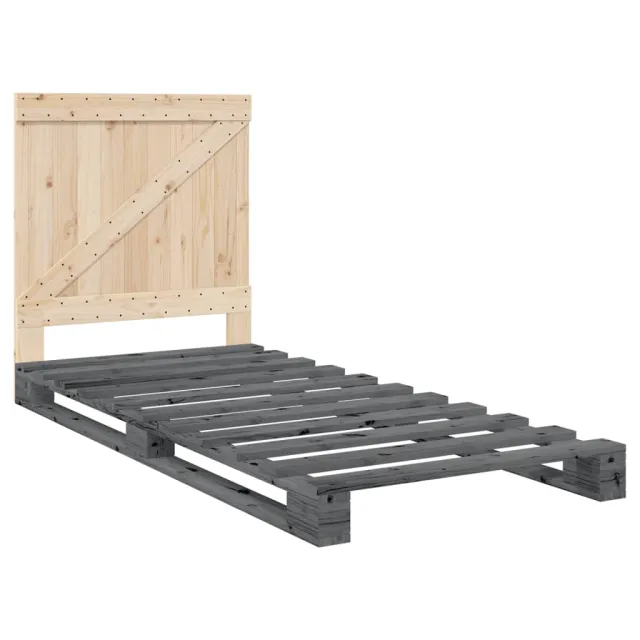 Cadre de lit sans matelas gris 90x200 cm bois de pin massif