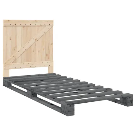 Cadre de lit sans matelas gris 90x200 cm bois de pin massif