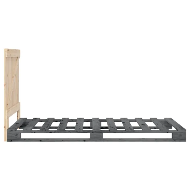 Cadre de lit sans matelas gris 90x200 cm bois de pin massif