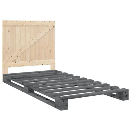 Cadre de lit sans matelas gris 100x200 cm bois massif de pin