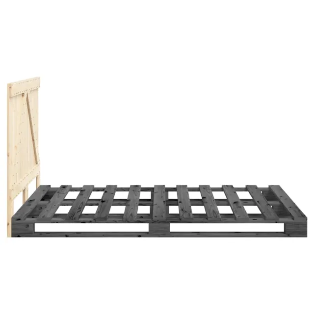 Cadre de lit sans matelas gris 140x200 cm bois massif de pin