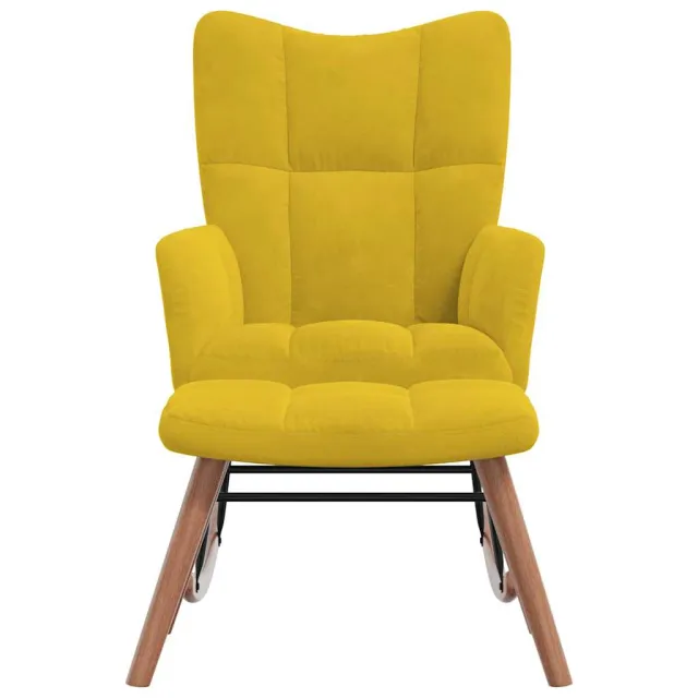 Chaise à bascule avec repose-pied Jaune moutarde Velours