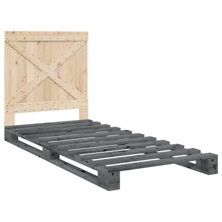 Cadre de lit sans matelas gris 90x200 cm bois de pin massif