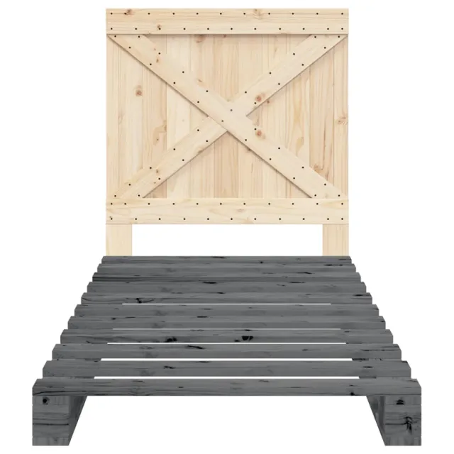 Cadre de lit sans matelas gris 90x200 cm bois de pin massif