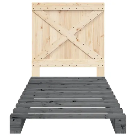 Cadre de lit sans matelas gris 90x200 cm bois de pin massif