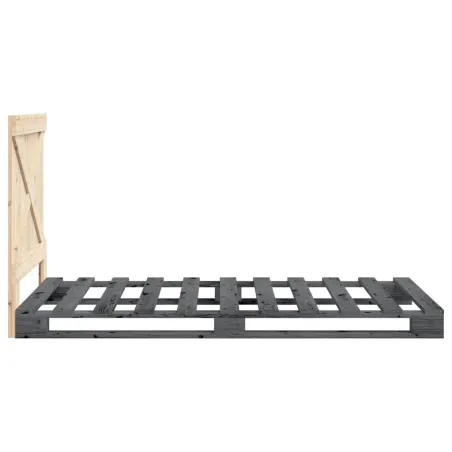 Cadre de lit sans matelas gris 90x200 cm bois de pin massif