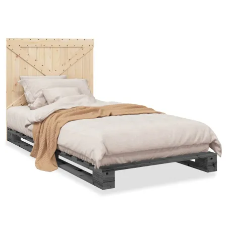 Cadre de lit sans matelas gris 100x200 cm bois massif de pin