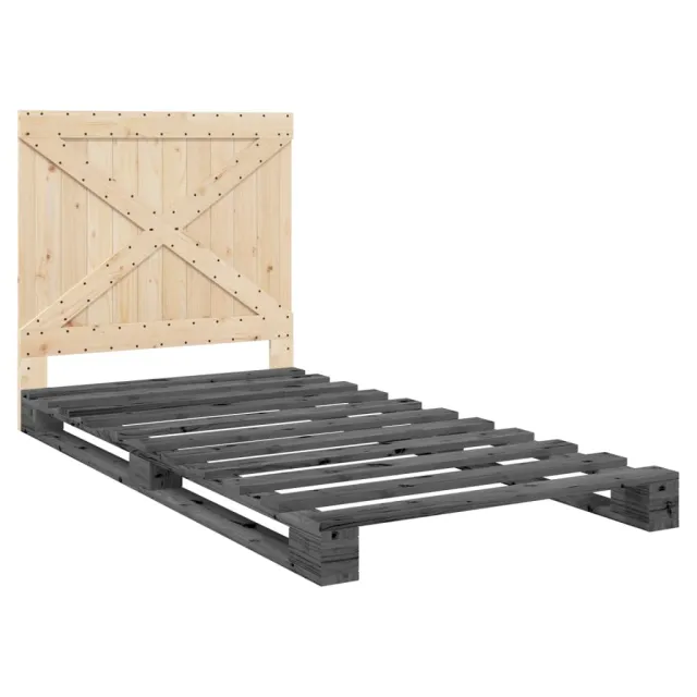 Cadre de lit sans matelas gris 100x200 cm bois massif de pin